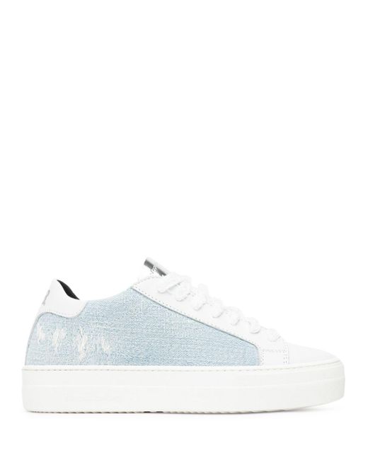 P448 Thea Lace & Leather Sneakers in Denim (White) | Lyst UK
