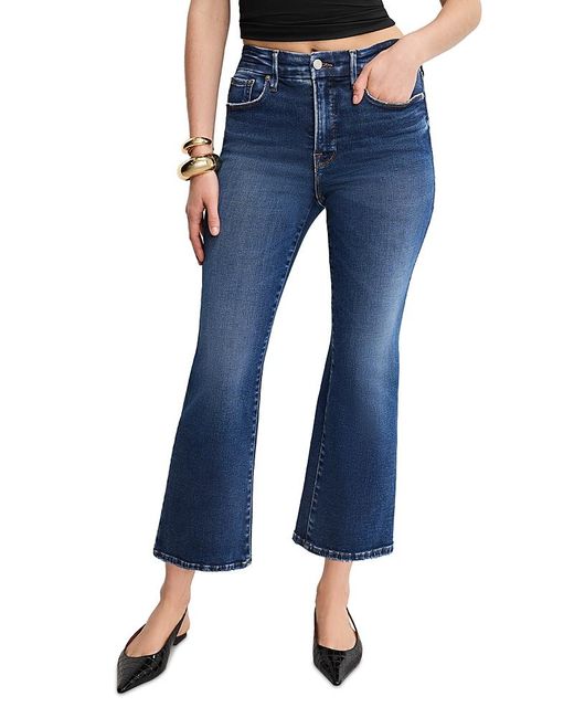 GOOD AMERICAN Blue Soft Tech Good Legs Cropped Mini Bootcut Jeans