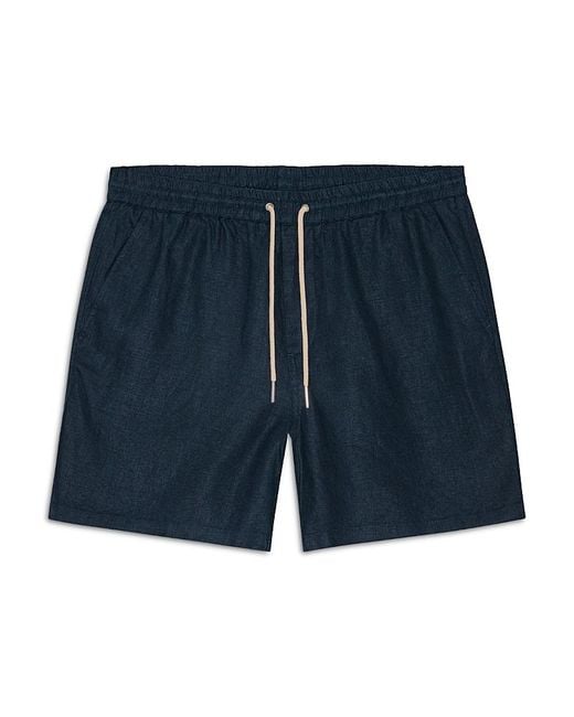 NN07 Blue Gregor 1454 Relaxed Fit Linen Shorts for men
