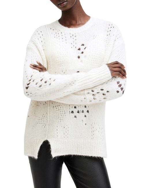 AllSaints White Winnie Crewneck Sweater