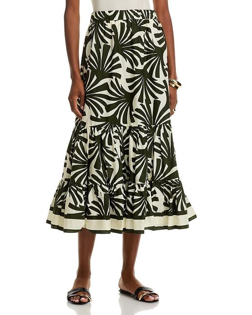 Cara Cara Green Chase Cotton Midi Skirt
