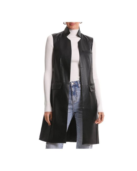 Bagatelle Open Front Faux Leather Vest in Black | Lyst