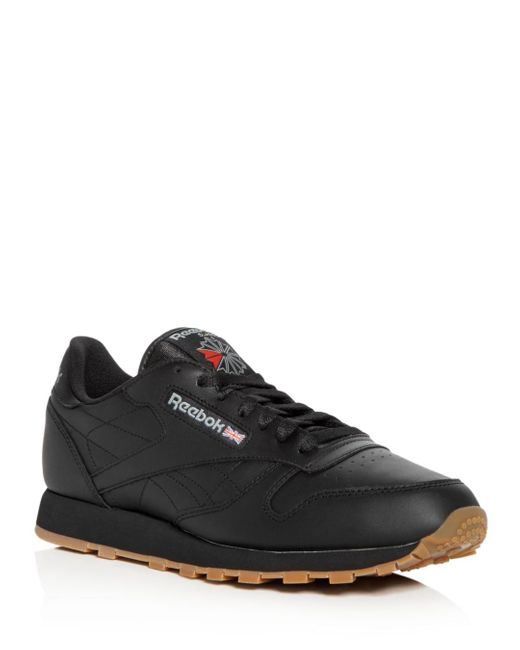 Reebok Classic Leather Lace Up Sneakers in Black for Men - Save 32% - Lyst