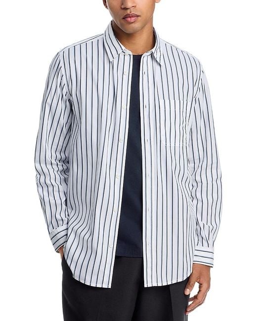 HUGO Men's Blue Erillo Stripe Cotton Button Down Shirt