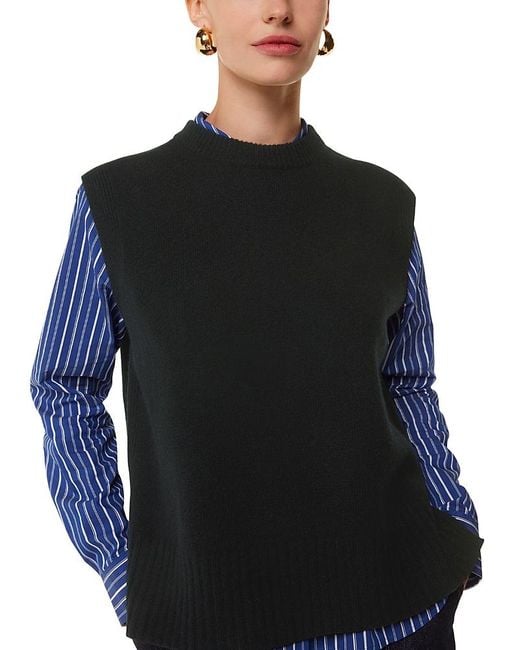 Whistles Black Wool Sleeveless Tank Top