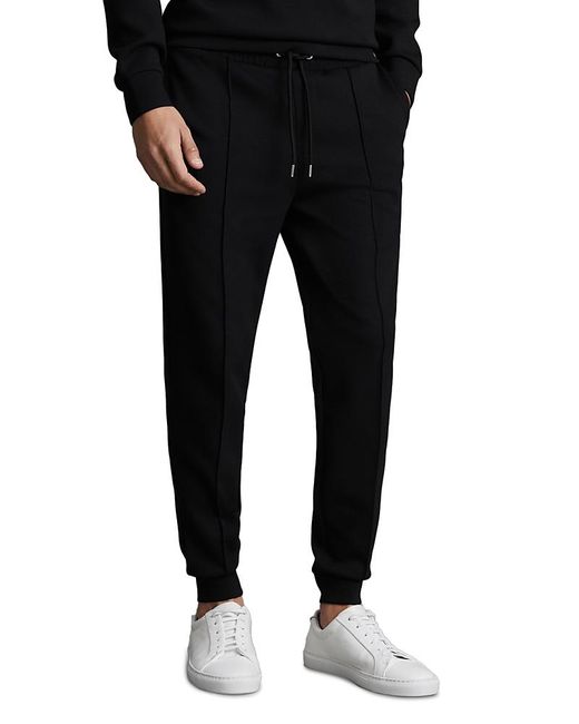 Reiss Black Premier Interlock Drawstring Pants for men