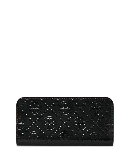 Tory Burch T Monogram Slim Patent Leather Wallet in Black Lyst