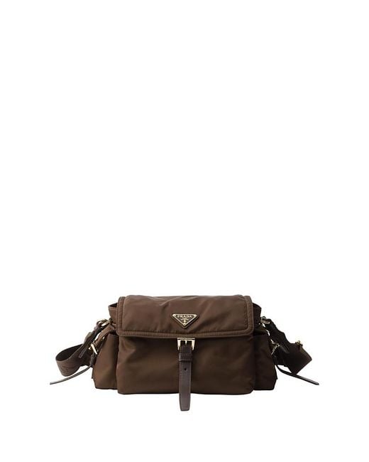 Prada Brown Explore Medium Re-Nylon Shoulder Bag With Flap