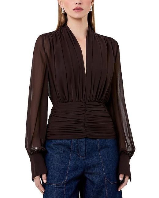 Nicholas Blue Jacqueline Silk Ruched Top
