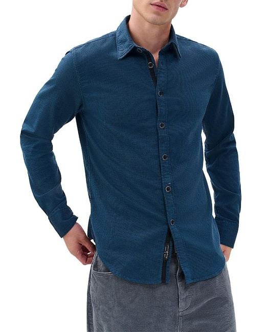 Rag & Bone Blue Tomlin Stretch Dobby Button Down Shirt for men