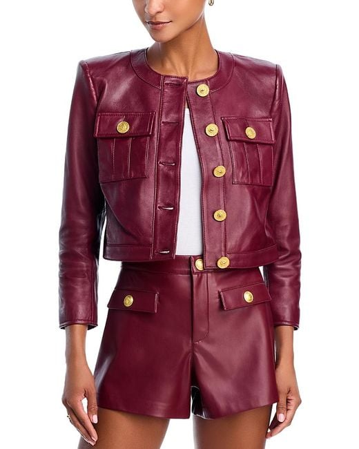 L'Agence Red Deidra Leather Jacket