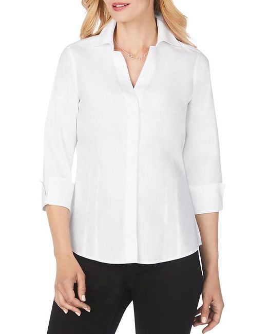Foxcroft White Taylor Non-Iron Button-Down Top