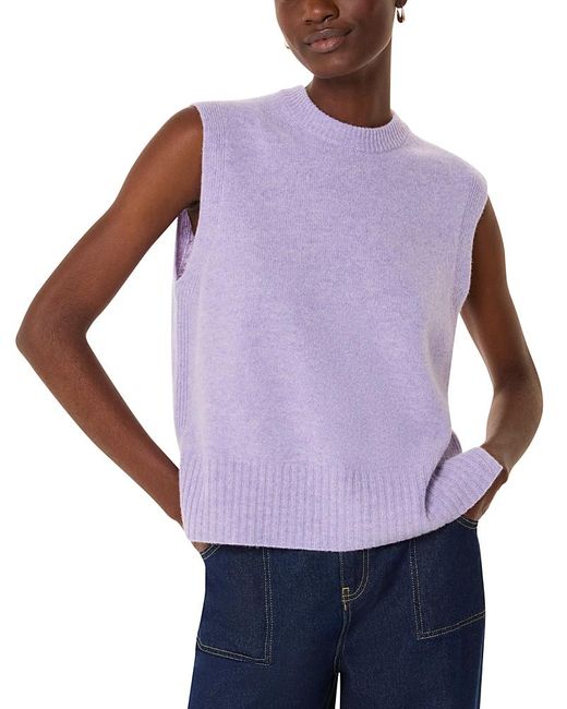 Whistles Purple Wool Sleeveless Knit Tank Top