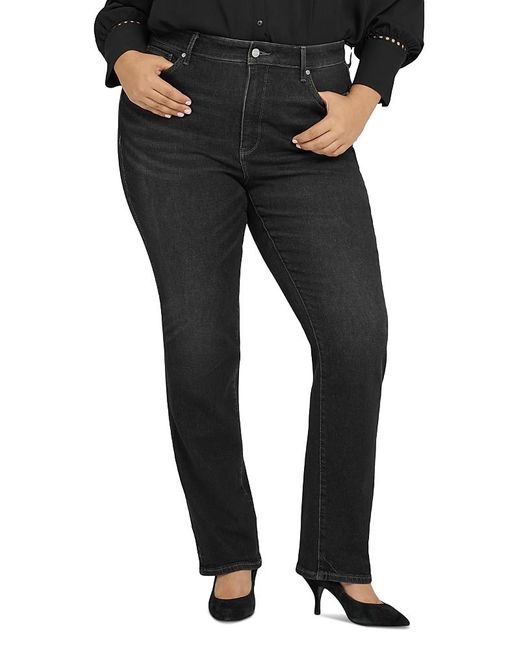 NYDJ Black Marilyn High Rise Straight Leg Jeans