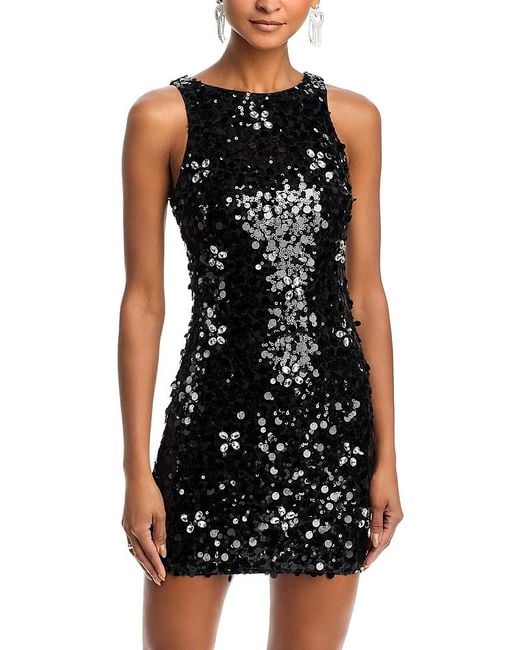 Aqua X Salvo Rizza Sequin Mini Dress in Black
