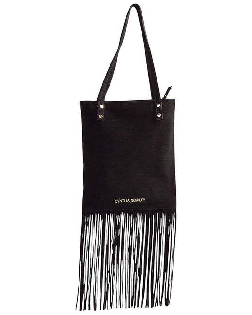 Cynthia Rowley Black Felicity Fringe Suede Tote