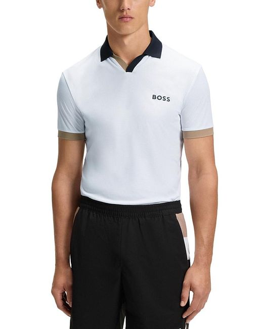Boss White Palle Toc Slim Fit Short Sleeve Polo Shirt for men