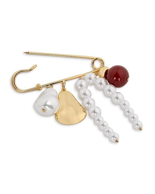 Aqua White Beaded Brooch