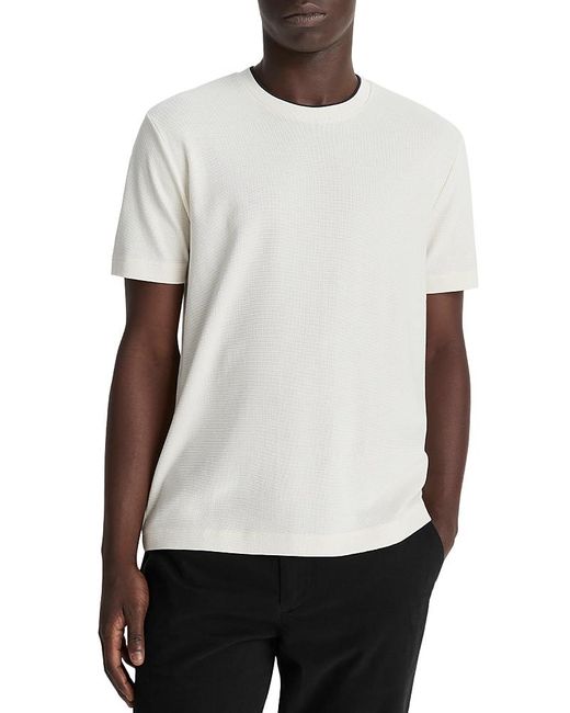 Vince White Regular Fit Micro Waffle Tee for men