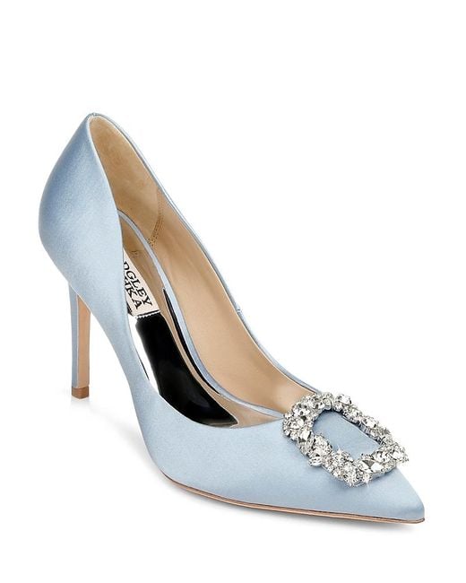 Badgley Mischka Blue Cher Crystal Buckle Pumps
