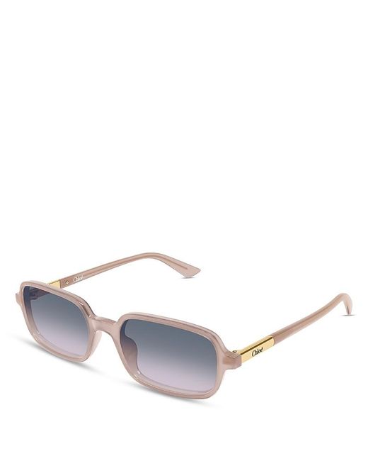 Chloé Metallic Rectangular Sunglasses, 53Mm