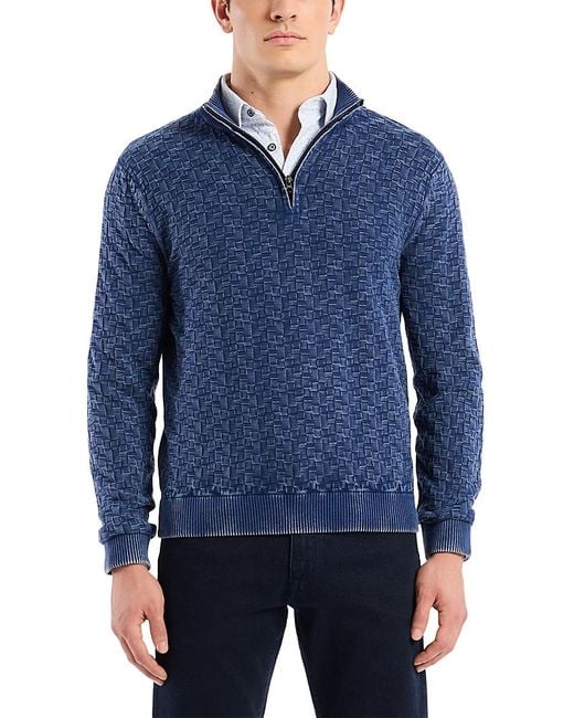 Robert Graham Blue Aubin Quarter Zip Sweater for men