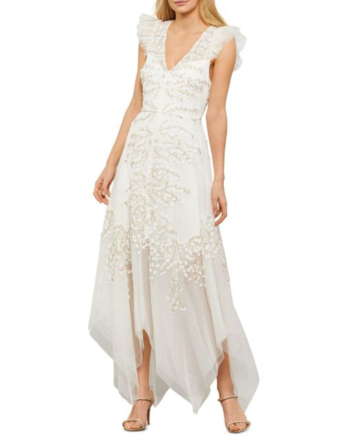 BCBGMAXAZRIA Embroidered Tulle Gown in 