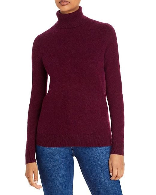 C by Bloomingdale's Cashmere Purple Turtleneck Sweater