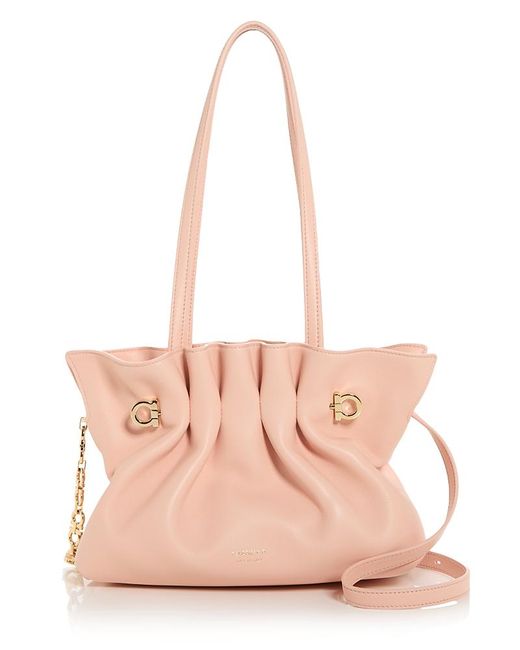 トートバッグ SALVATORE FERRAGAMO Pink Leather Large Hug Soft Shoulder Bag Ferragamo Leather Large Hug Soft Shoulder Bag in Pink | Lyst