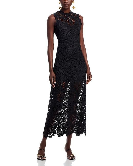 black top floral bottom maxi dress Black Floral Embroidered Top Dress with Tulle Bottom, S