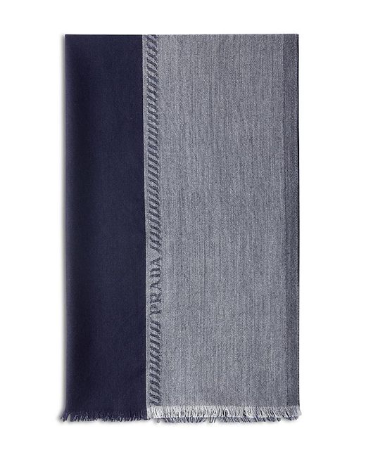 Prada Blue Wool And Silk Stole for men