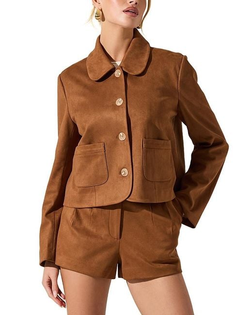 Astr Brown Jude Button Front Jacket
