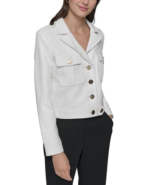 Karl Lagerfeld White Short Tweed Jacket