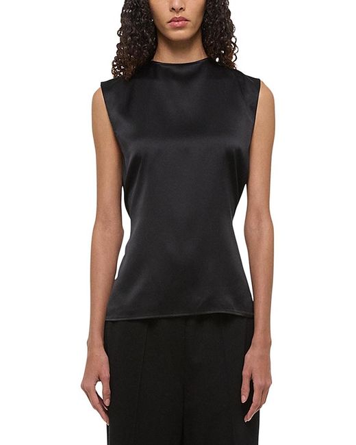 Helmut Lang Black Silk Scarf Drape Top