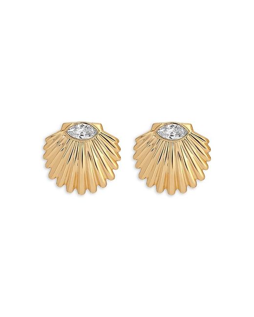 Ettika White Santorini Cubic Zirconia Shell Statement Stud Earrings