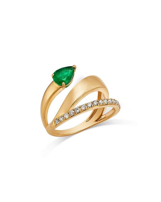 Bloomingdale's Fine Collection Metallic Emerald & Diamond Bypass Ring