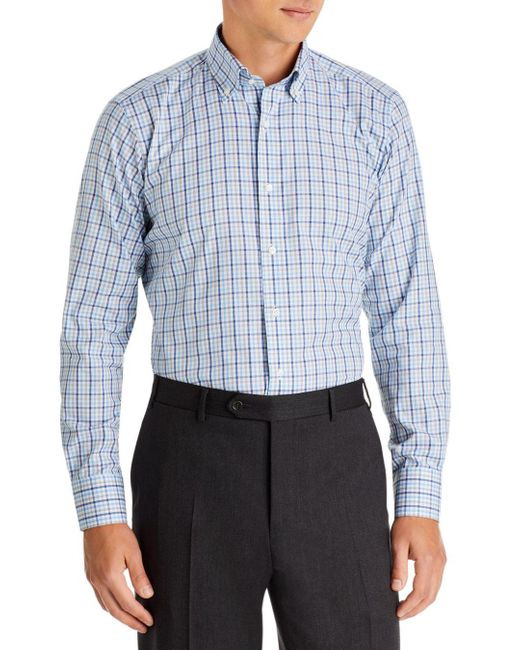 Peter Millar Jive Cotton Check Button Down Shirt in Blue for Men | Lyst