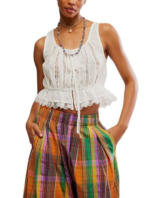 Free People White Alana Lace Tank Top