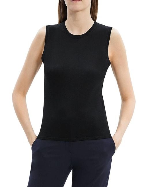 Theory Black Wool Crewneck Sweater Shell