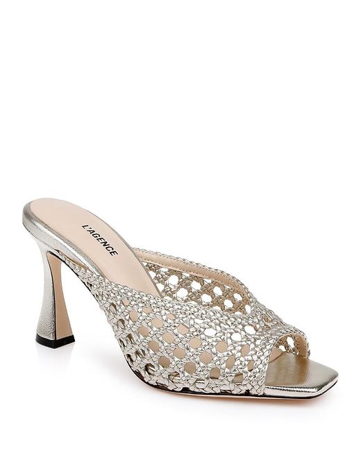 L'Agence White Jacques Square Toe High Heel Sandals