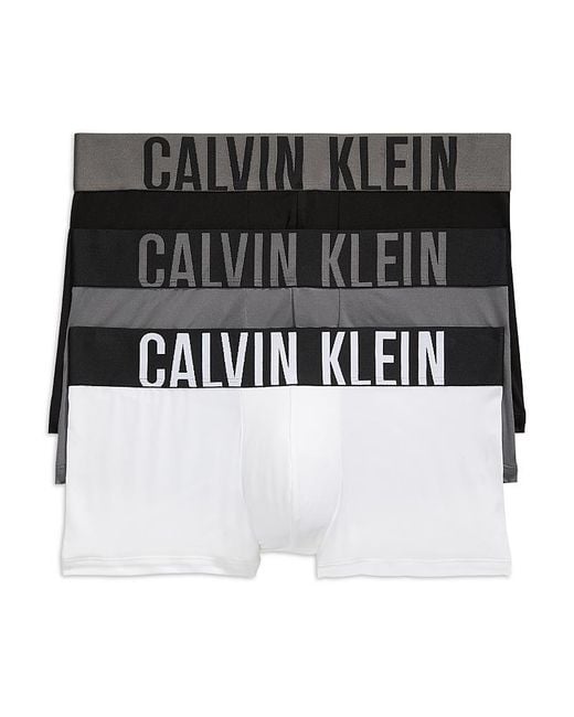 Calvin Klein Black Intense Power Logo Waistband Micro Low Rise Trunks, Pack Of 3 for men