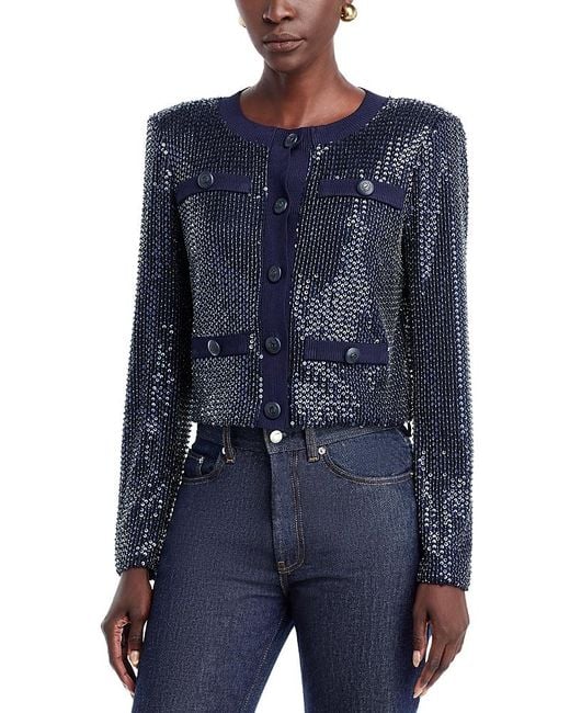 Ramy Brook Blue Anna Sequined Jacket