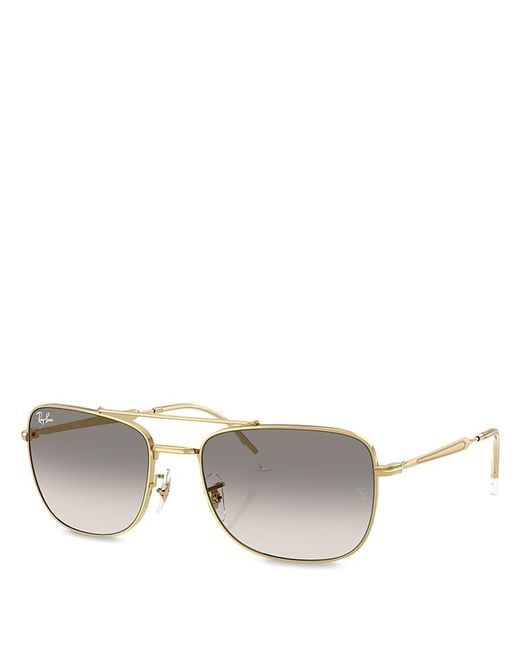 Ray-Ban Metallic Rectangular Sunglasses, 59Mm