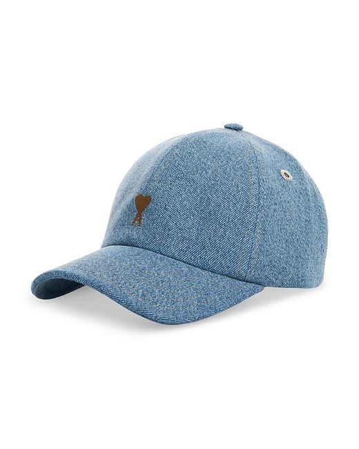 AMI Blue Denim Cap for men
