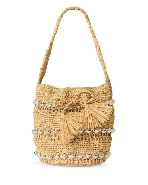 BTB Los Angeles Metallic Atlas Raffia Bucket Bag