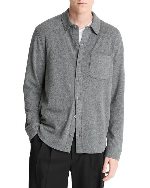 Vince Gray Solid Button Front Knit Shirt for men
