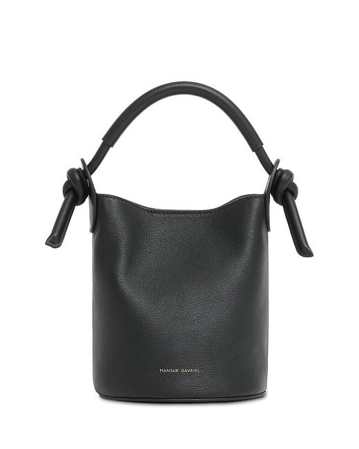 Mansur Gavriel Black Fortuna Mini Leather Bucket Bag