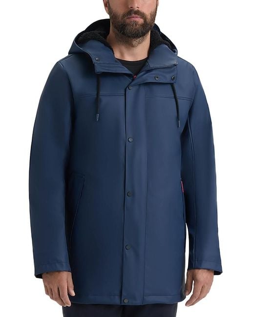 Hunter Blue Sam Padded Rubberized Raincoat for men