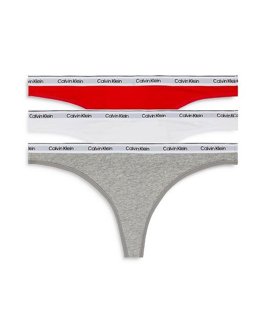 Calvin Klein White Modern Logo Thong, Set Of 3