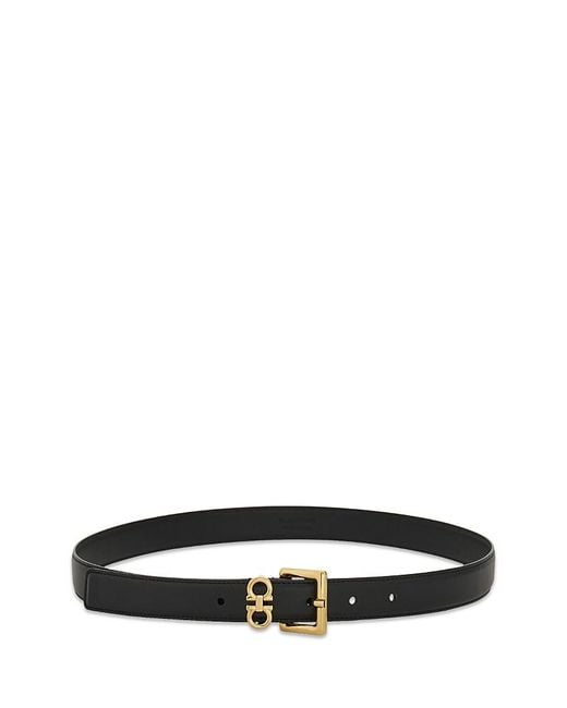Ferragamo White Double Gancini Fixed Belt